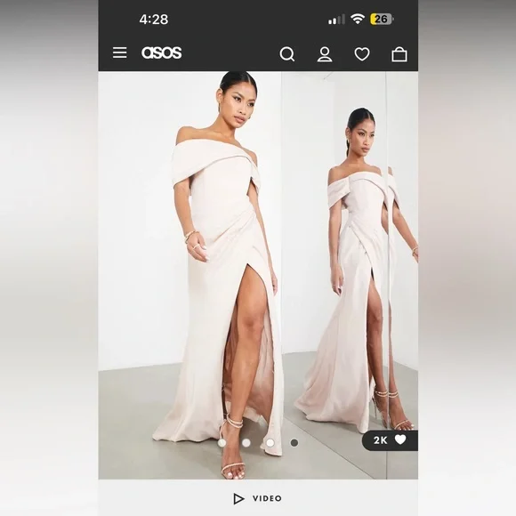 chinese dress ladies Rent Asos Edition Satin Bardot Drape Wrap Maxi Dress In Cinnamon Rose